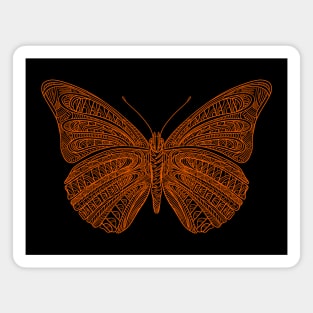 Butterfly design created using line art - orange version Magnet